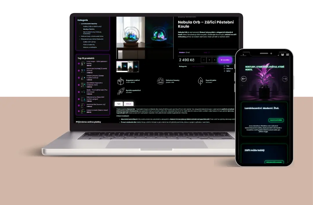 Astroflora – Shoptet e-shop s unikátním designem