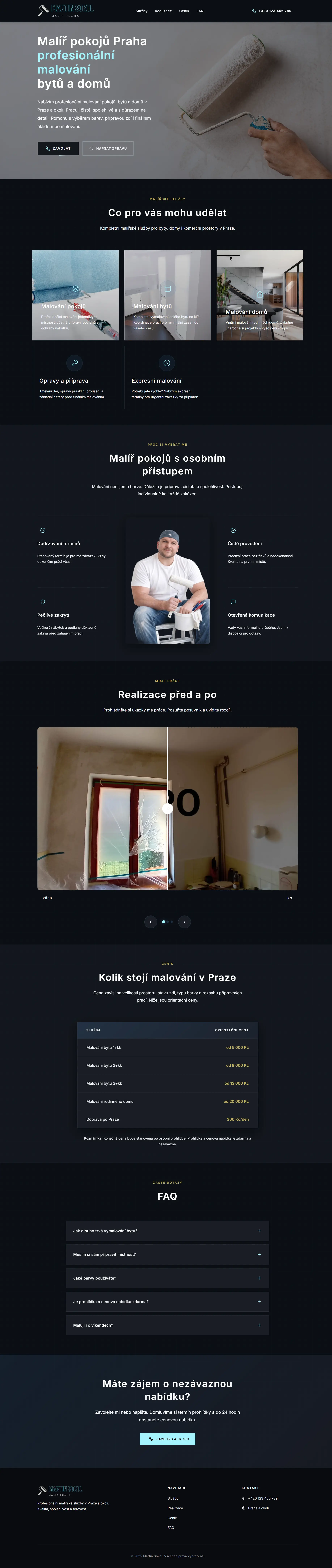 PrahaMalíř – Redesign webu pro malíře pokojů